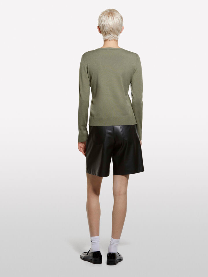 Military green crew neck top - women's crew neck sweaters - Dark Green | Sisley image number 2